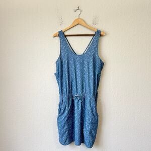 PATAGONIA Fleetwith Dress Pigeon Blue Mini Elastic Waist Crossback Boho